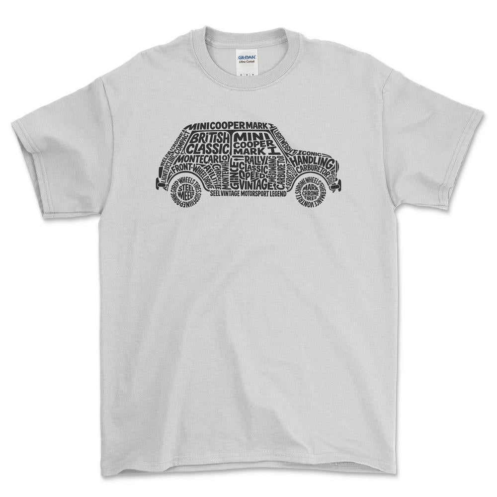 Mini Cooper Old School Typography T-Shirt-Beklædning-Mini-Hvid-S-Garage Culture Shop- garage - man cave - merchandise