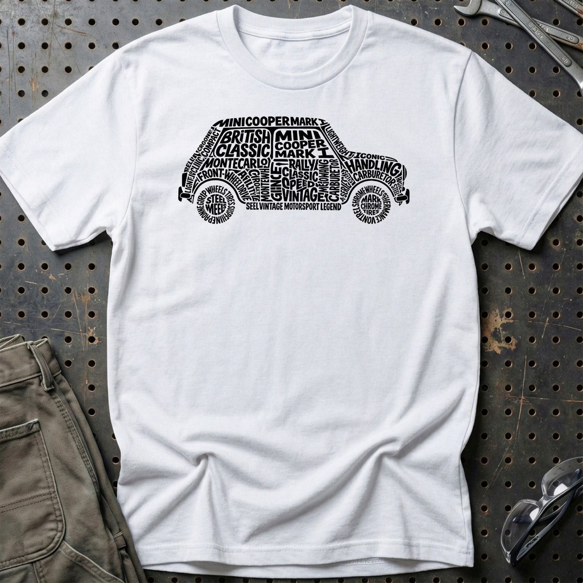
Mini Cooper Old School Typography T-Shirt – Hvid