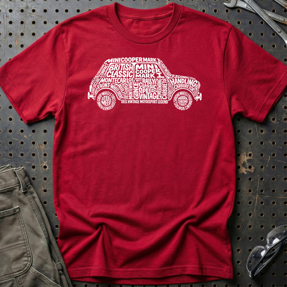 
Mini Cooper Old School Typography T-Shirt – Rød