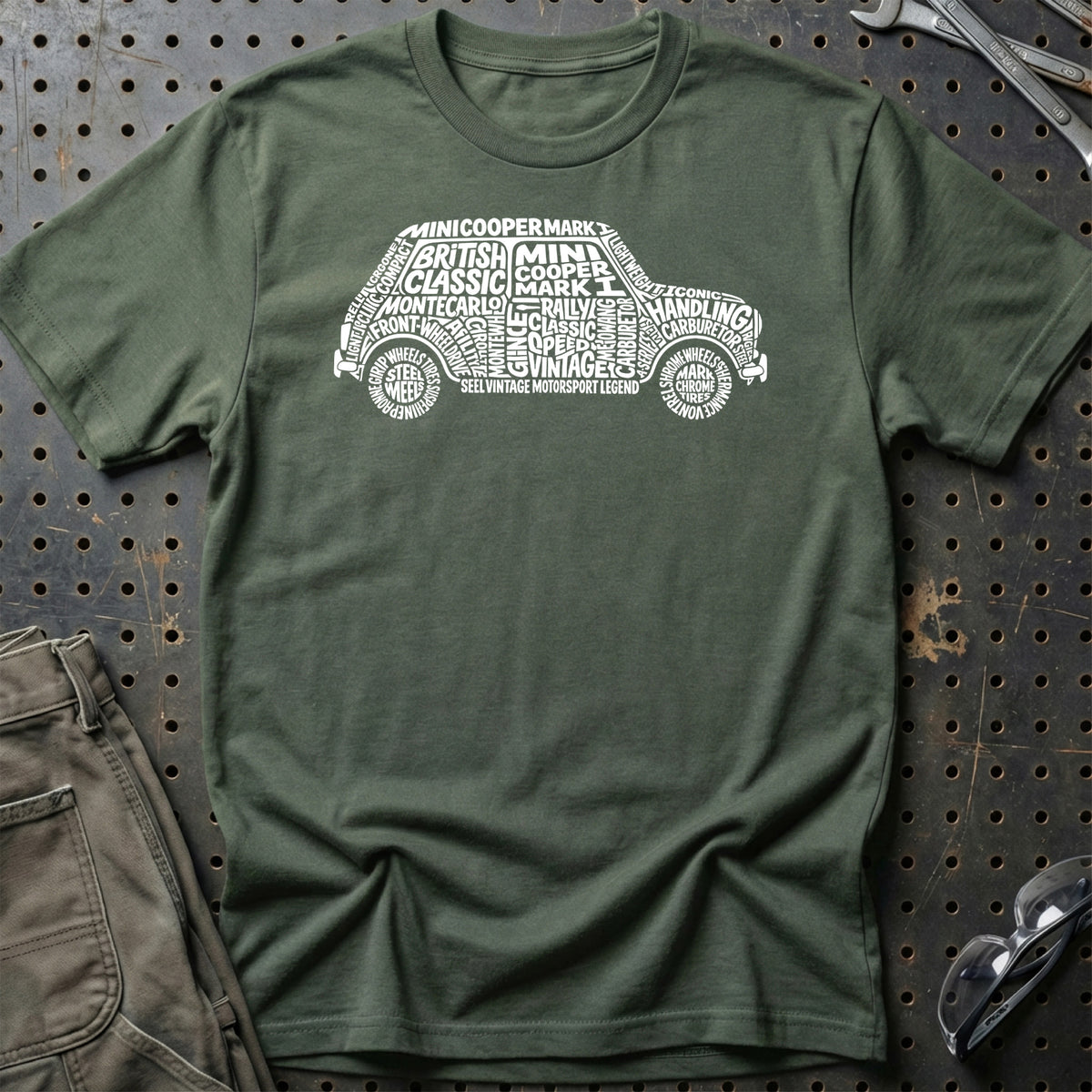 
Mini Cooper Old School Typography T-Shirt – Grøn Militær