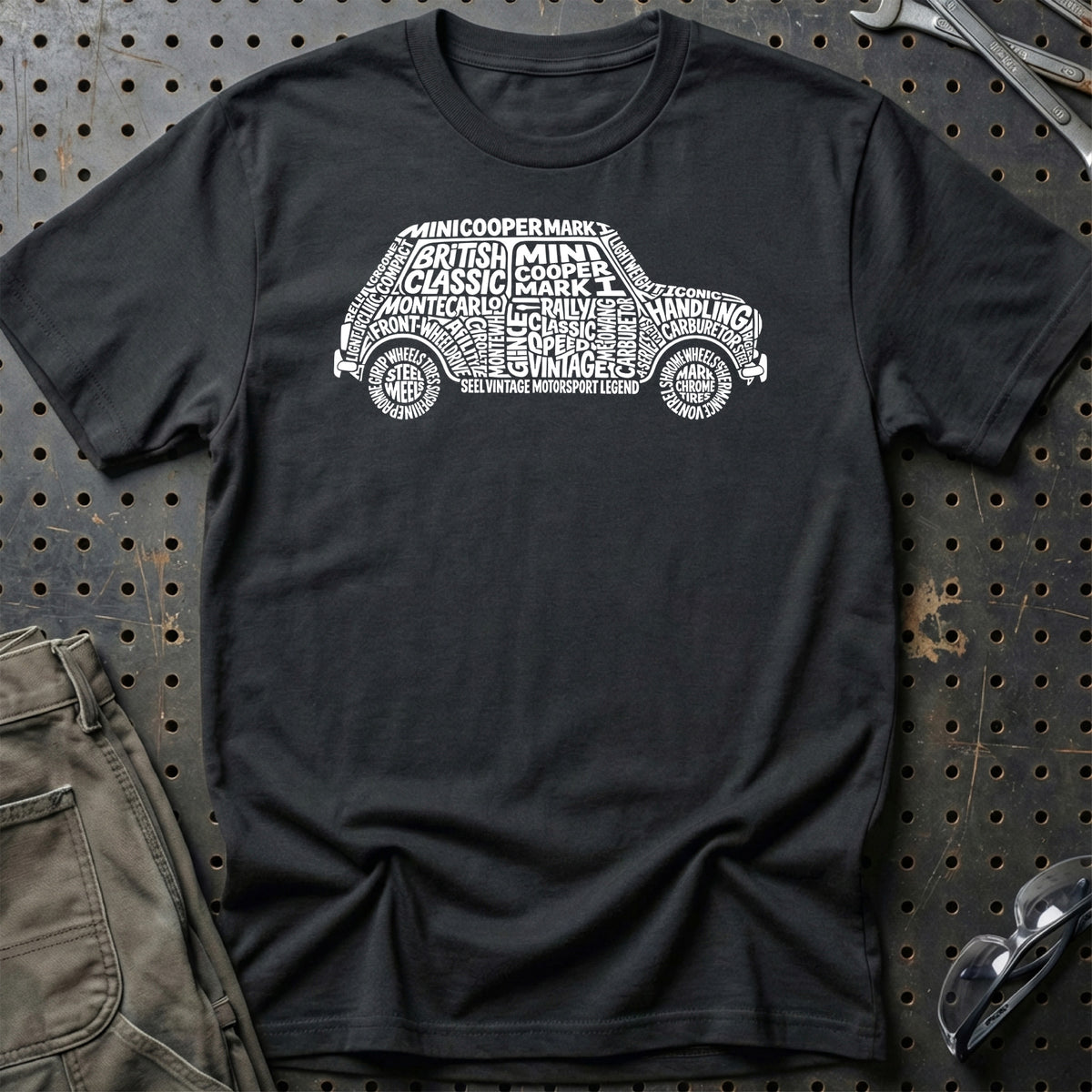
Mini Cooper Old School Typography T-Shirt – Sort