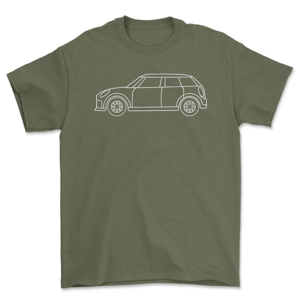 Mini Cooper S 5 Door Outline T-Shirt-Beklædning-Mini-Grøn Militær-S-Garage Culture Shop- garage - man cave - merchandise