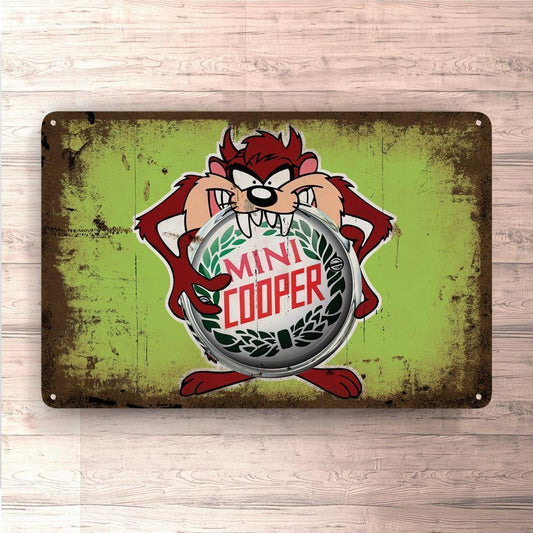 Mini Cooper Taz Vintage Skilte, Musemåtte, Dørmåtte-Skilte-Mini-Garage Culture Shop- garage - man cave - merchandise