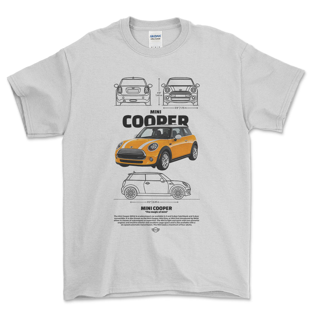 Mini Cooper - Unisex T-Shirt , Bomuld-Beklædning-Mini-Hvid-S-Forside-Garage Culture Shop- garage - man cave - merchandise