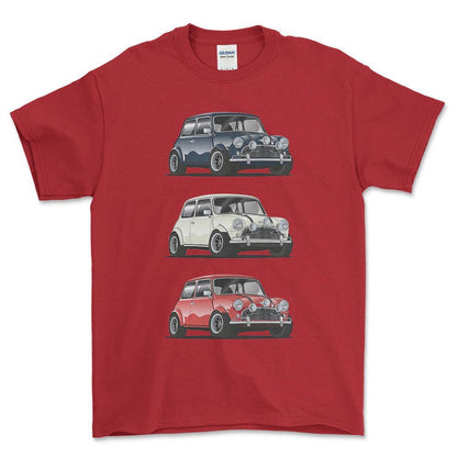 Mini Cooper - Unisex T-Shirt , Bomuld-Beklædning-Mini-Rød-S-Forside-Garage Culture Shop- garage - man cave - merchandise