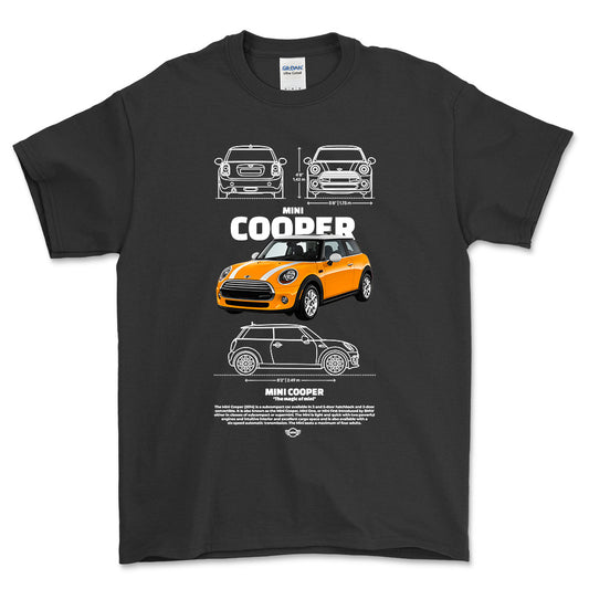 Mini Cooper - Unisex T-Shirt , Bomuld-Beklædning-Mini-Sort-S-Forside-Garage Culture Shop- garage - man cave - merchandise