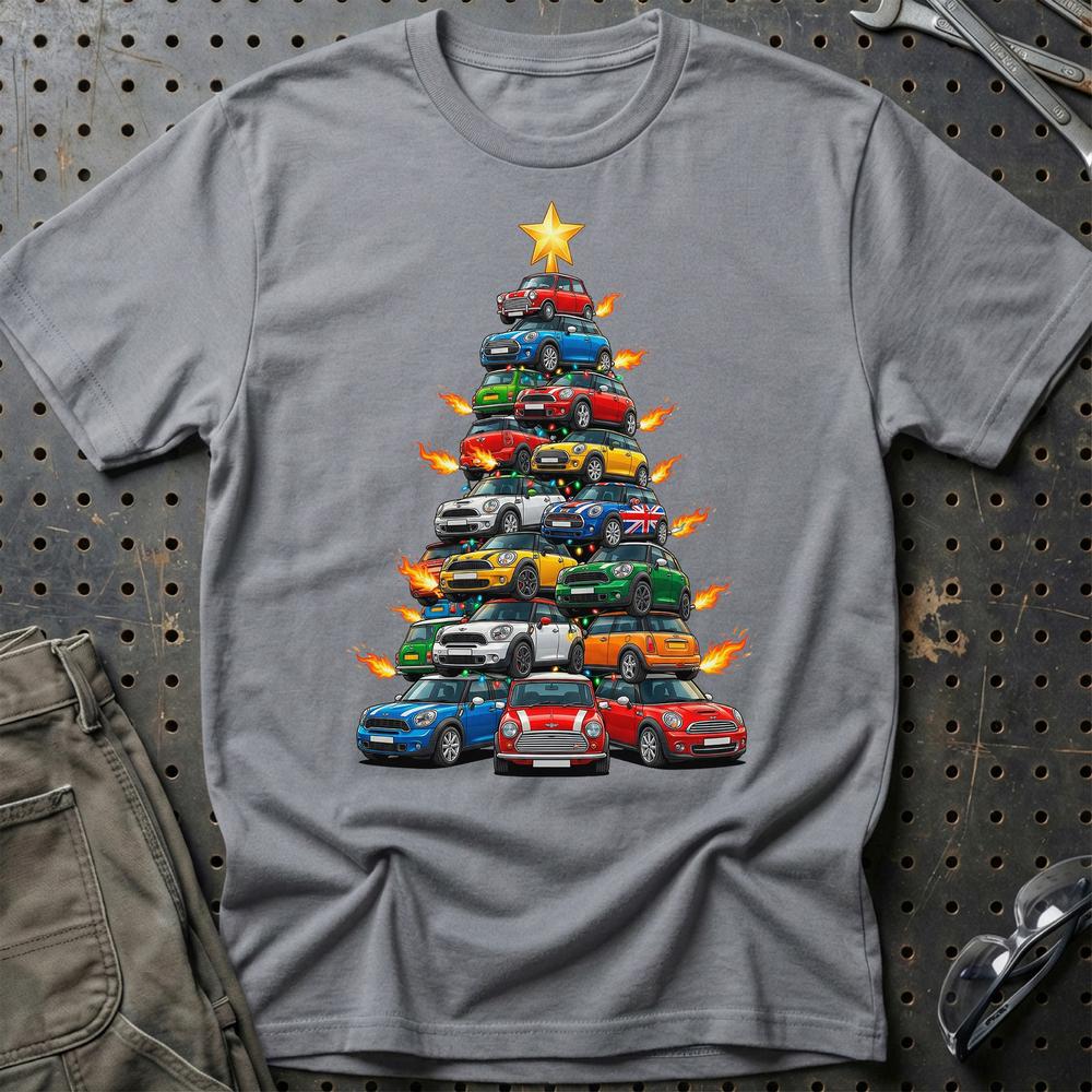 Mini Cooper new Juletræ Christmas Tree T-Shirt-Beklædning-Mini-Grå Sport-S-Garage Culture Shop- garage - man cave - merchandise