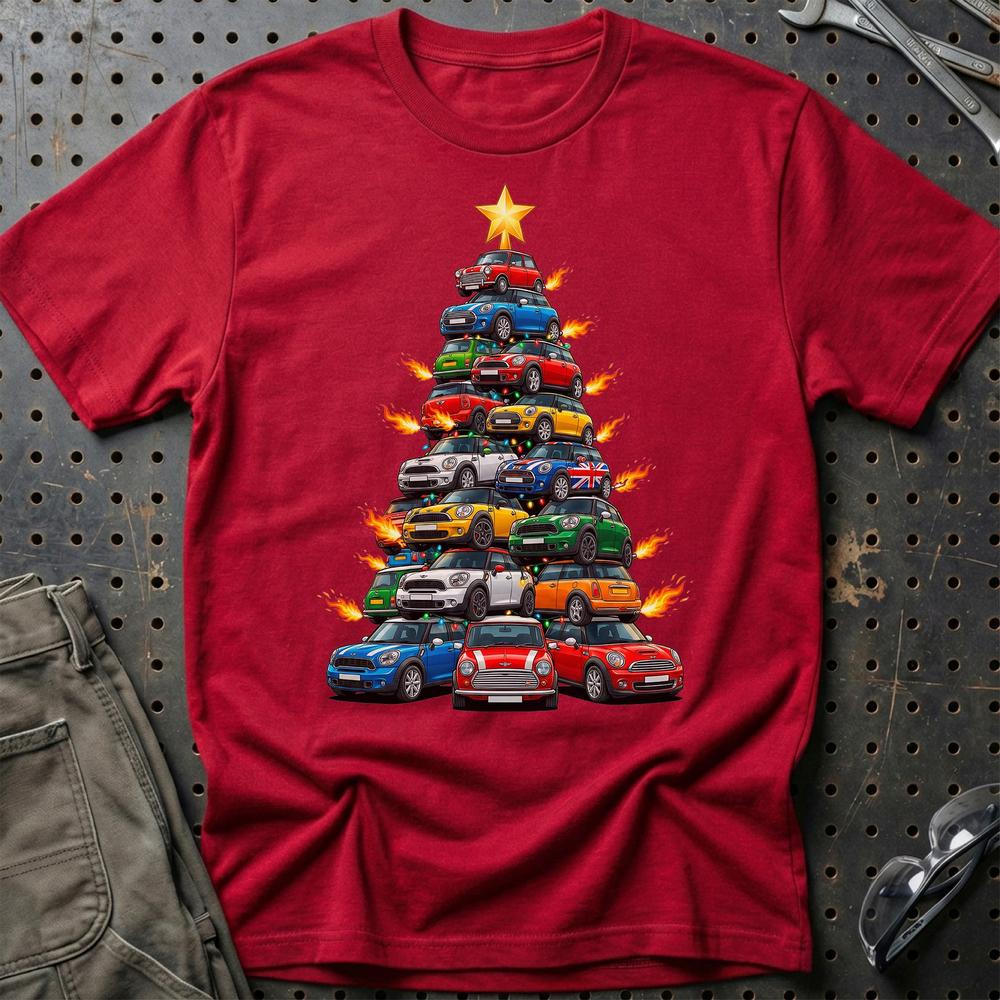 Mini Cooper new Juletræ Christmas Tree T-Shirt-Beklædning-Mini-Rød-S-Garage Culture Shop- garage - man cave - merchandise