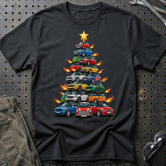 Mini Cooper new Juletræ Christmas Tree - Unisex T-Shirt-Beklædning-Mini-Sort-S-Garage Culture Shop- garage - man cave - merchandise