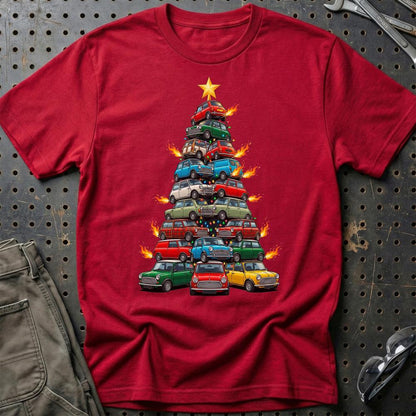 Mini Cooper old Juletræ Christmas Tree - Unisex T-Shirt-Beklædning-Mini-Rød-S-Garage Culture Shop- garage - man cave - merchandise