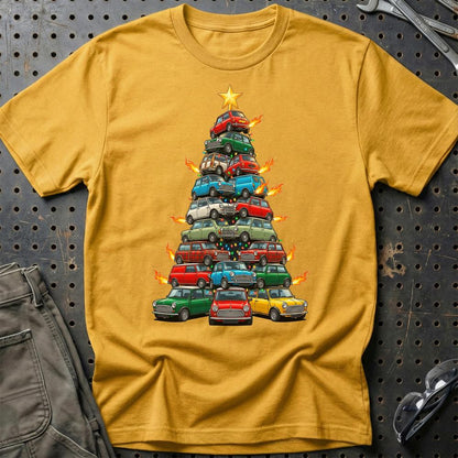 Mini Cooper old Juletræ Christmas Tree - Unisex T-Shirt-Beklædning-Mini-Guld-S-Garage Culture Shop- garage - man cave - merchandise