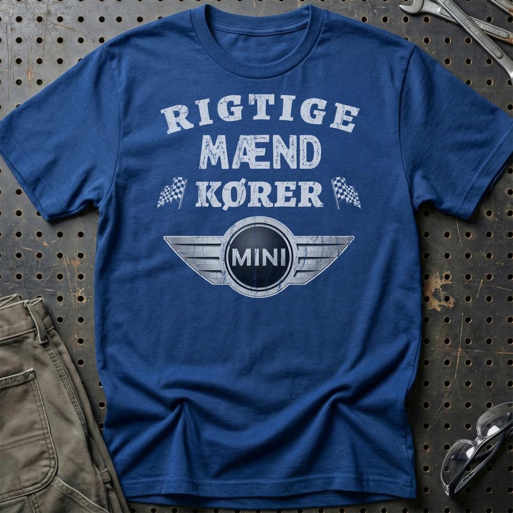 Mini Rigtige Mænd Kører - Unisex T-Shirt , Bomuld-Beklædning-Mini-Blå Royal-S-Garage Culture Shop- garage - man cave - merchandise