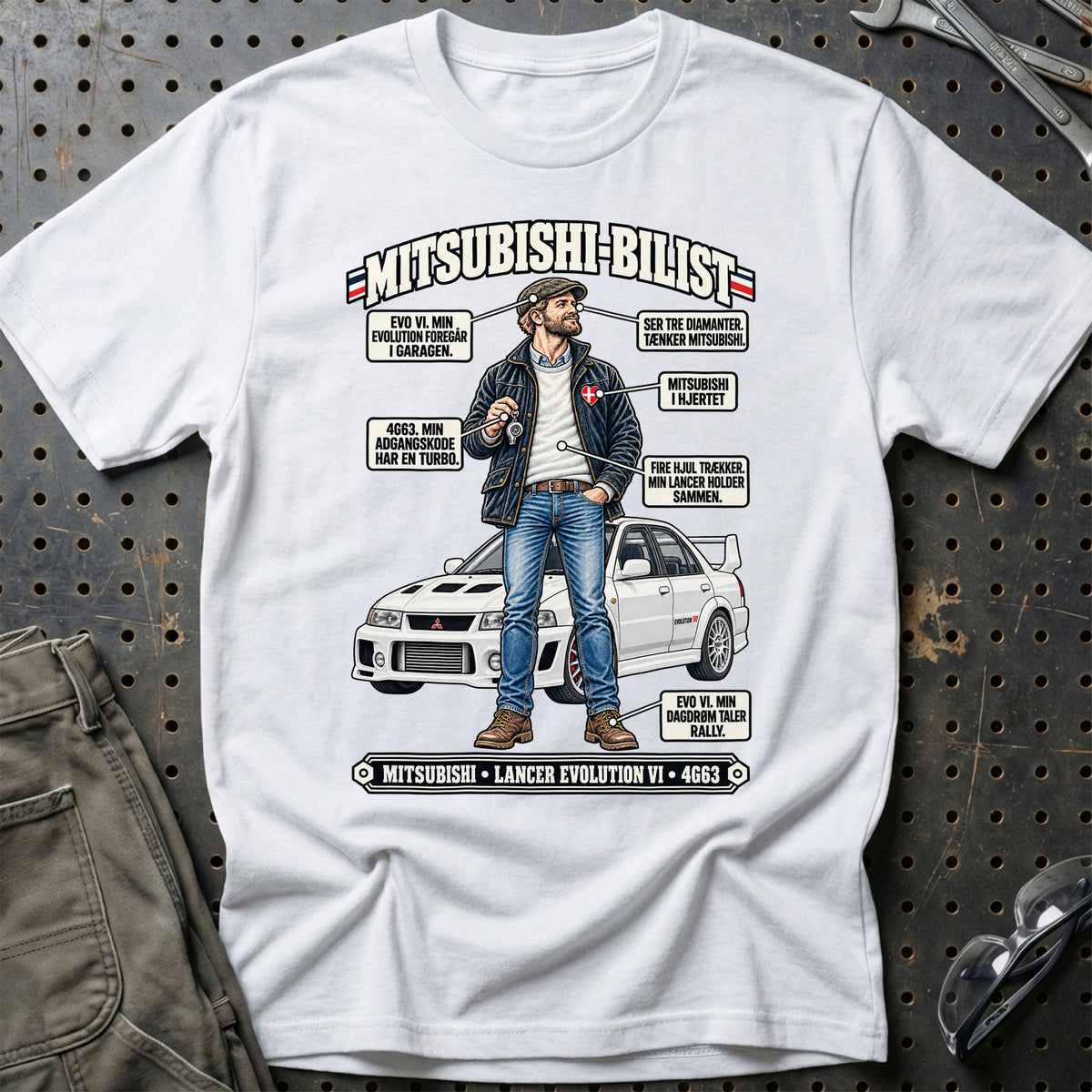 
Mitsubishi-Bilist T-Shirt – Hvid