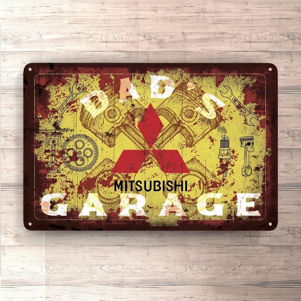Mitsubishi Dads Garage Vintage Skilte, Musemåtte, Dørmåtte , Plakat-Skilte-Mitsubishi-Garage Culture Shop- garage - man cave - merchandise