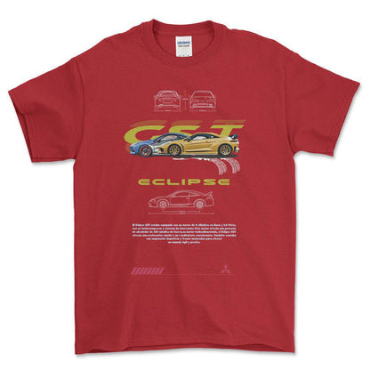 Mitsubishi Eclipse - Unisex T-Shirt , Bomuld-Beklædning-Mitsubishi-Rød-S-Forside-Garage Culture Shop- garage - man cave - merchandise