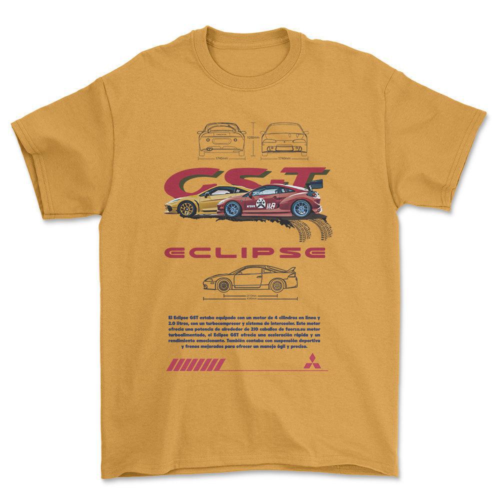 Mitsubishi Eclipse - Unisex T-Shirt , Bomuld-Beklædning-Mitsubishi-Guld-S-Forside-Garage Culture Shop- garage - man cave - merchandise