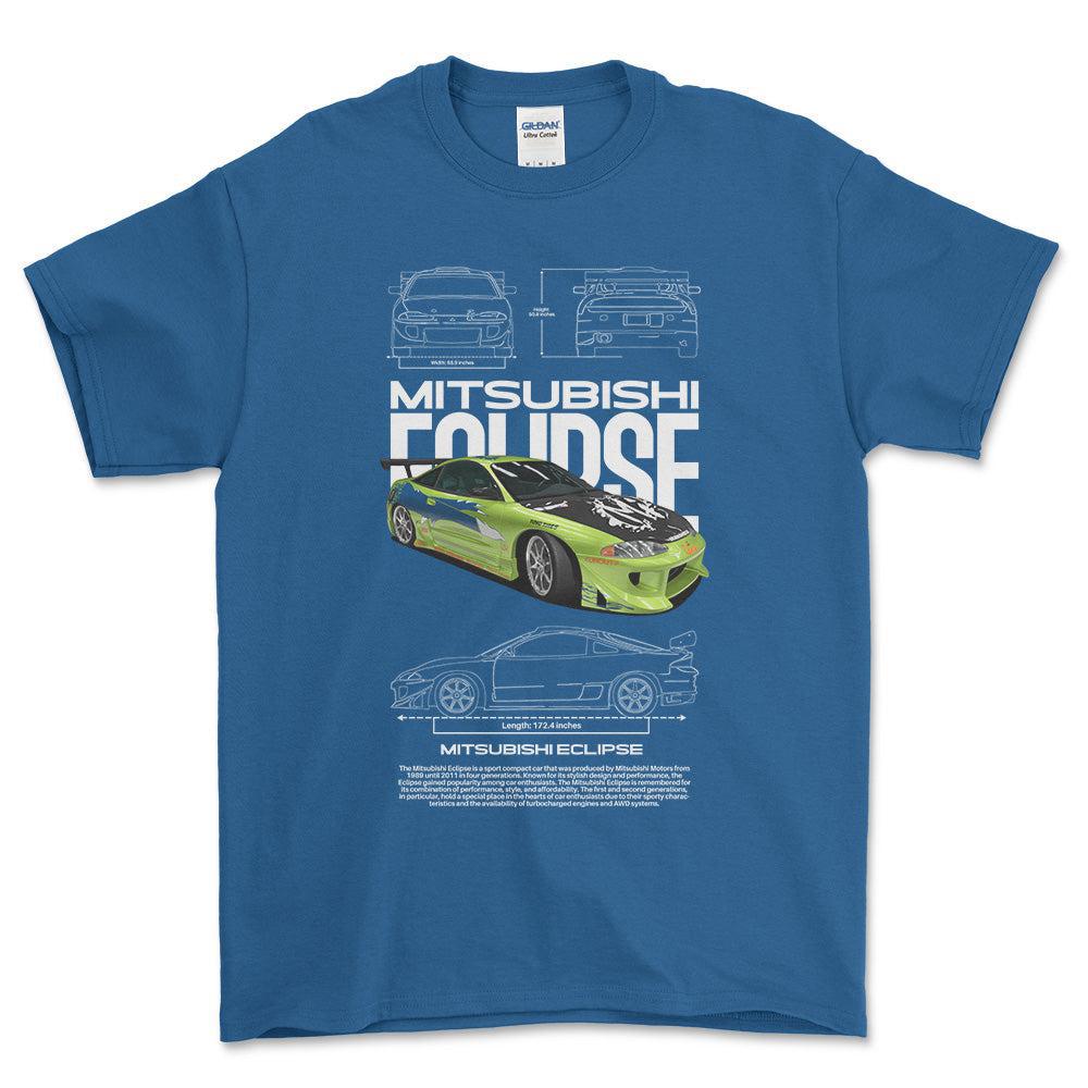 Mitsubishi Eclipse - Unisex T-Shirt , Bomuld-Beklædning-Mitsubishi-Blå Royal-S-Forside-Garage Culture Shop- garage - man cave - merchandise