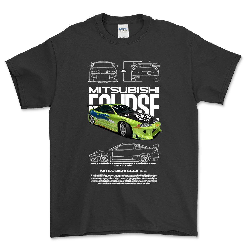 Mitsubishi Eclipse - Unisex T-Shirt , Bomuld-Beklædning-Mitsubishi-Sort-S-Forside-Garage Culture Shop- garage - man cave - merchandise