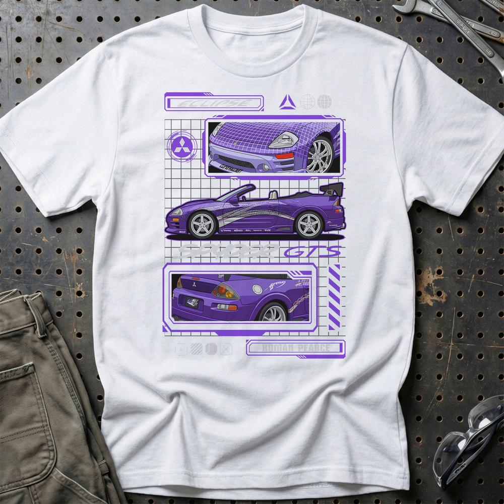 Mitsubishi Esclipe Spyder Fast And Furios Cars - One Line Style Unisex T-Shirt-Beklædning-Mitsubishi-Hvid-S-Garage Culture Shop- garage - man cave - merchandise