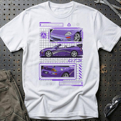 Mitsubishi Esclipe Spyder Fast And Furios Cars - One Line Style Unisex T-Shirt-Beklædning-Mitsubishi-Hvid-S-Garage Culture Shop- garage - man cave - merchandise