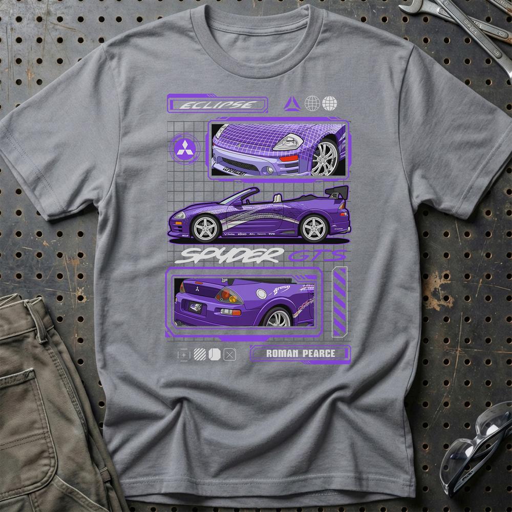 Mitsubishi Esclipe Spyder Fast And Furios Cars - One Line Style Unisex T-Shirt-Beklædning-Mitsubishi-Grå Sport-S-Garage Culture Shop- garage - man cave - merchandise