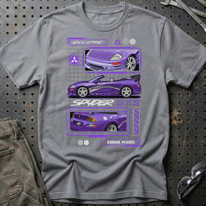 Mitsubishi Esclipe Spyder Fast And Furios Cars - One Line Style Unisex T-Shirt-Beklædning-Mitsubishi-Grå Sport-S-Garage Culture Shop- garage - man cave - merchandise