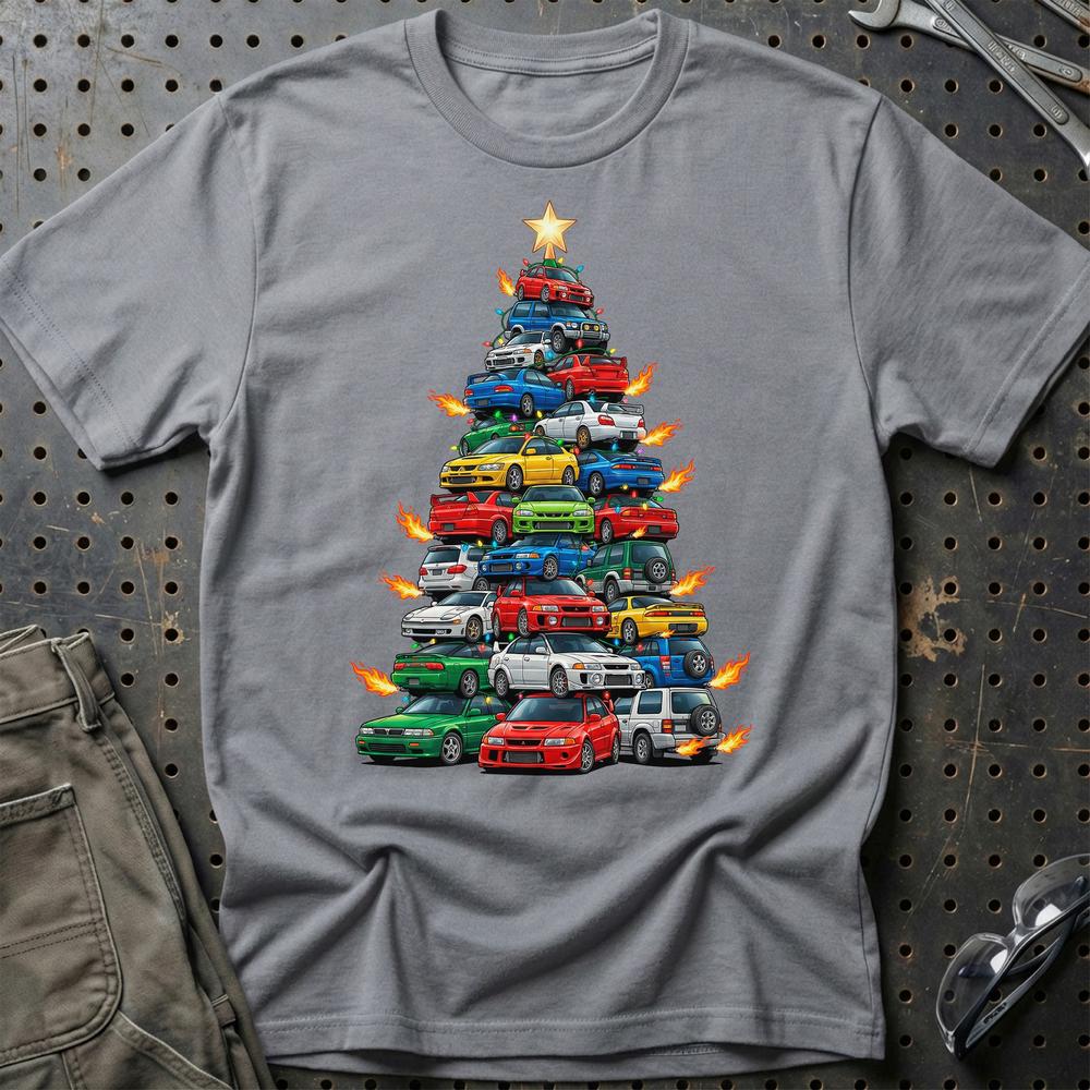 Mitsubishi Juletræ Christmas Tree - Unisex T-Shirt-Beklædning-Mitsubishi-Grå Sport-S-Garage Culture Shop- garage - man cave - merchandise