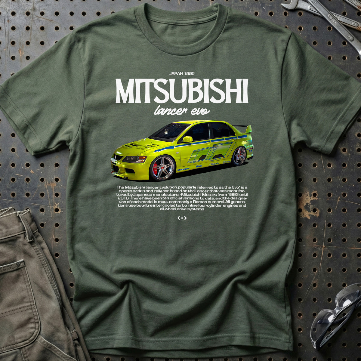 
Mitsubishi Lancer Evo T-Shirt – Grøn Militær