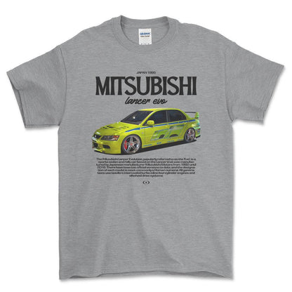 Mitsubishi Lancer Evo - Unisex T-Shirt , Bomuld-Beklædning-Mitsubishi-Grå Sport-S-Forside-Garage Culture Shop- garage - man cave - merchandise