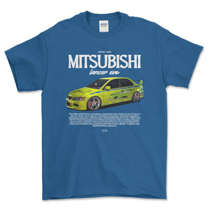 Mitsubishi Lancer Evo - Unisex T-Shirt , Bomuld-Beklædning-Mitsubishi-Blå Royal-S-Forside-Garage Culture Shop- garage - man cave - merchandise