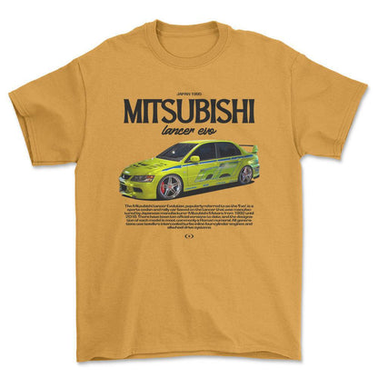 Mitsubishi Lancer Evo - Unisex T-Shirt , Bomuld-Beklædning-Mitsubishi-Guld-S-Forside-Garage Culture Shop- garage - man cave - merchandise