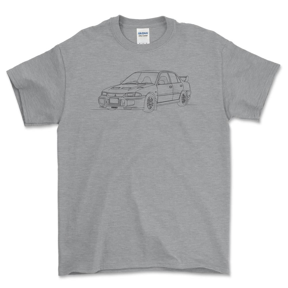 Mitsubishi Lancer Evolution III - One Line Style Unisex T-Shirt-Beklædning-Mitsubishi-Grå Sport-S-Forside-Garage Culture Shop- garage - man cave - merchandise