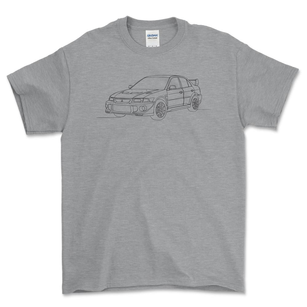 Mitsubishi Lancer Evolution VI - One Line Style Unisex T-Shirt-Beklædning-Mitsubishi-Grå Sport-S-Forside-Garage Culture Shop- garage - man cave - merchandise