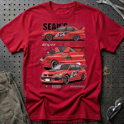 Mitsubishi Lancer Fast And Furios Cars - One Line Style Unisex T-Shirt-Beklædning-Mitsubishi-Rød-S-Garage Culture Shop- garage - man cave - merchandise