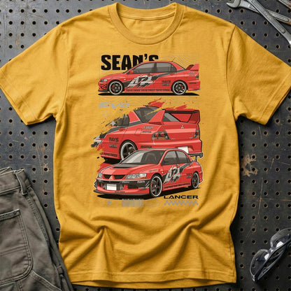 Mitsubishi Lancer Fast And Furios Cars - One Line Style Unisex T-Shirt-Beklædning-Mitsubishi-Guld-S-Garage Culture Shop- garage - man cave - merchandise
