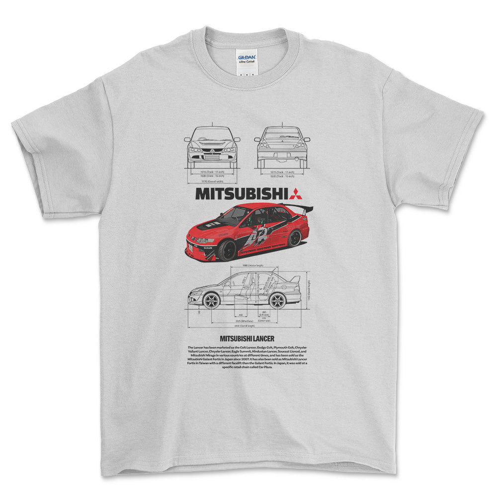 Mitsubishi Lancer - Unisex T-Shirt , Bomuld-Beklædning-Mitsubishi-Hvid-S-Forside-Garage Culture Shop- garage - man cave - merchandise
