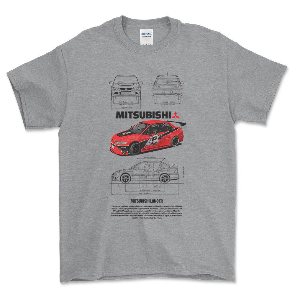Mitsubishi Lancer - Unisex T-Shirt , Bomuld-Beklædning-Mitsubishi-Grå Sport-S-Forside-Garage Culture Shop- garage - man cave - merchandise