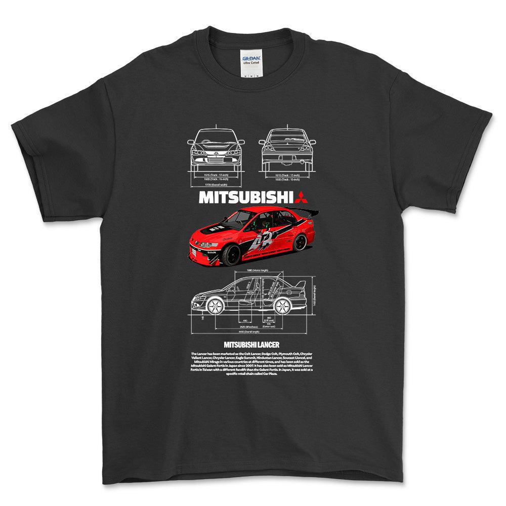 Mitsubishi Lancer - Unisex T-Shirt , Bomuld-Beklædning-Mitsubishi-Sort-S-Forside-Garage Culture Shop- garage - man cave - merchandise