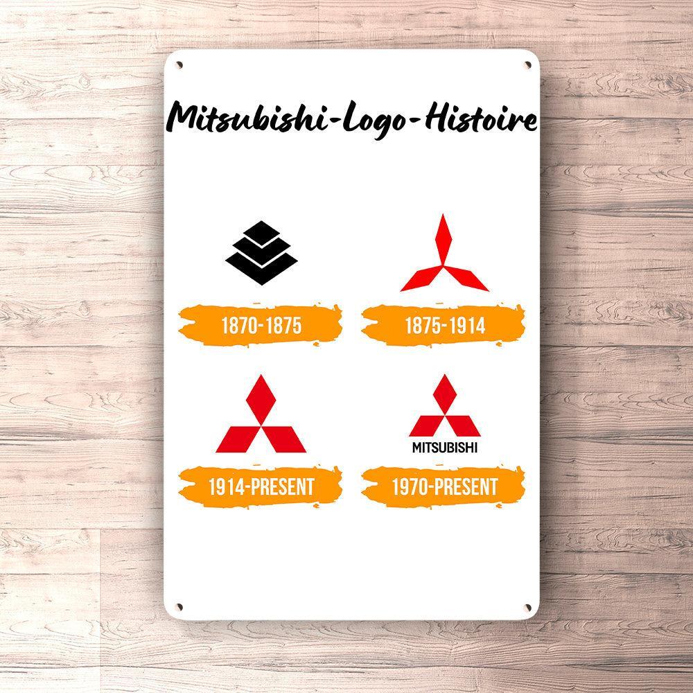 Mitsubishi Logo Histoire Skilte, Musemåtte, Dørmåtte-Skilte-Mitsubishi-Garage Culture Shop- garage - man cave - merchandise