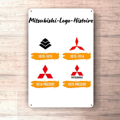 Mitsubishi Logo Histoire Skilte, Musemåtte, Dørmåtte , Plakat-Skilte-Mitsubishi-Garage Culture Shop- garage - man cave - merchandise