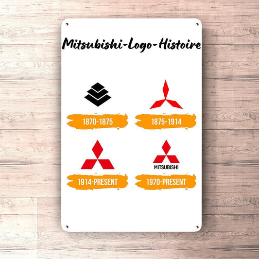 Mitsubishi Logo Histoire Skilte, Musemåtte, Dørmåtte , Plakat-Skilte-Mitsubishi-Garage Culture Shop- garage - man cave - merchandise