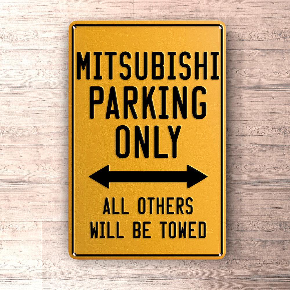 Mitsubishi Parking Only Skilte, Musemåtte, Dørmåtte , Plakat-Parking skilte-Mitsubishi-Garage Culture Shop- garage - man cave - merchandise