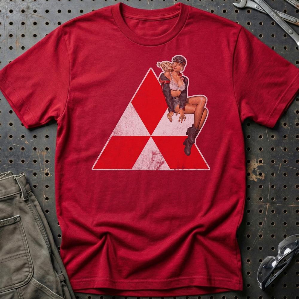Mitsubishi Pinup T-Shirt-Beklædning-Mitsubishi-Rød-S-Garage Culture Shop- garage - man cave - merchandise
