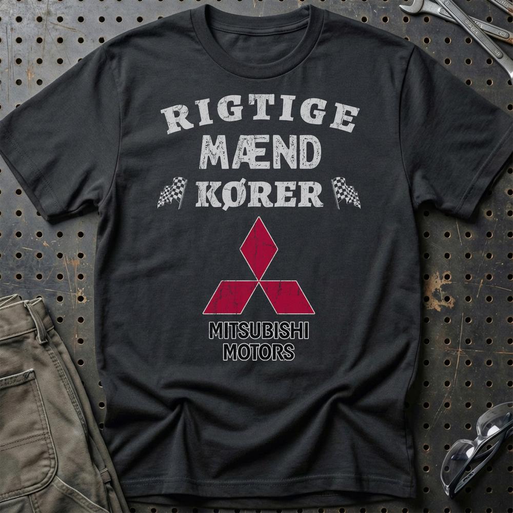 Mitsubishi Rigtige Mænd Kører T-Shirt-Beklædning-Mitsubishi-Sort-S-Garage Culture Shop- garage - man cave - merchandise