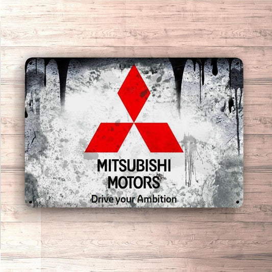 Mitsubishi Skilte, Musemåtte, Dørmåtte , Plakat-Skilte-Mitsubishi-Garage Culture Shop- garage - man cave - merchandise