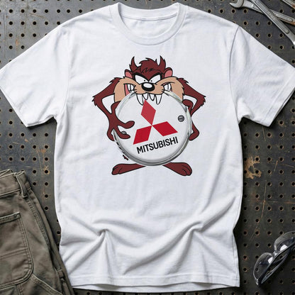 Mitsubishi TAZ Unisex T-Shirt , Bomuld-Beklædning-Mitsubishi-Hvid-S-Garage Culture Shop- garage - man cave - merchandise