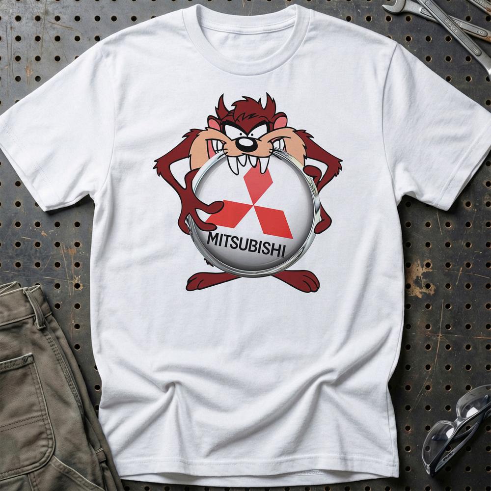 Mitsubishi TAZ Unisex T-Shirt , Bomuld-Beklædning-Mitsubishi-Hvid-S-Garage Culture Shop- garage - man cave - merchandise