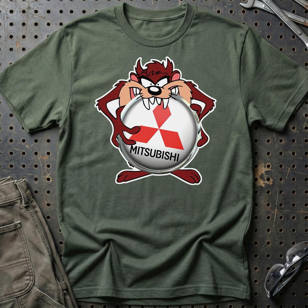 Mitsubishi TAZ Unisex T-Shirt , Bomuld-Beklædning-Mitsubishi-Grøn Militær-S-Garage Culture Shop- garage - man cave - merchandise
