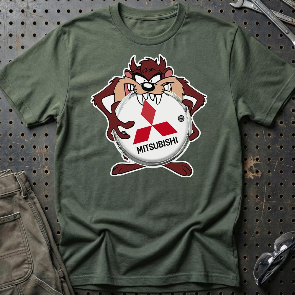 Mitsubishi TAZ Unisex T-Shirt , Bomuld-Beklædning-Mitsubishi-Grøn Militær-S-Garage Culture Shop- garage - man cave - merchandise