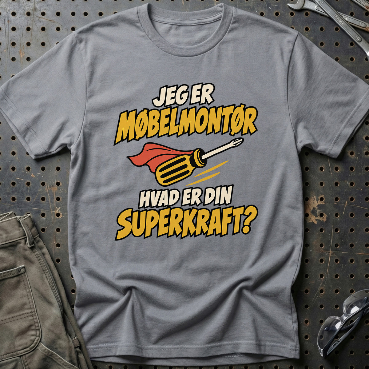 
Møbelmontør – Hvad er din superkraft? – Unisex T-Shirt – Grå Sport